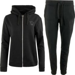 Zestaw damski Athl. dpt Susy Black - bluza z kapturem i spodnie dresowe L. Czarne bluzy damskie Erima, l, z aplikacjami, z bawełny, do piłki nożnej. Za 278.99 zł.