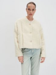 Someday Kurtka pluszowa w kolorze kremowym rozmiar: 36. Brązowe kurtki damskie someday., bez wzorów, z wełny, bez kaptura. Za 287.84 zł.