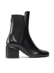 Patrizia Pepe Botki 8Y0018/L011-K103 Czarny. Czarne botki damskie Patrizia Pepe, ze skóry, bez obcasa, na słupku, bez zapięcia. Za 1,389.00 zł.