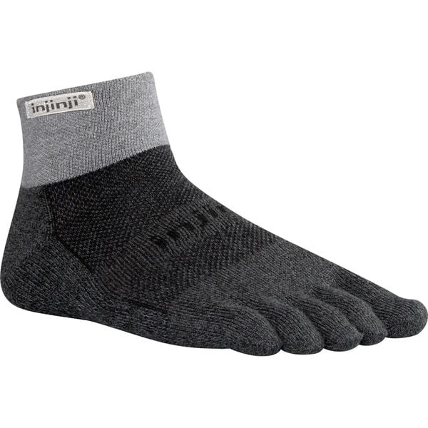 Skarpety trail mini-crew Injinji. Czarne skarpetki damskie Injinji, bez wzorów, z materiału. Za 106.35 zł.