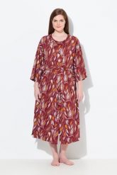 Damskie Szlafrok wzór paisley forma kimona rękaw 3/4 bawełna organiczna. Czerwone szlafroki damskie Ulla Popken, bez wzorów, z bawełny, bez kaptura. Za 228.99 zł.
