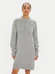 Calvin Klein Jeans Sukienka dzianinowa Intrasia J20J224923 Szary Relaxed Fit. Szare sukienki damskie Calvin Klein Jeans, bez wzorów, z bawełny, bez ramiączek. Za 349.99 zł.