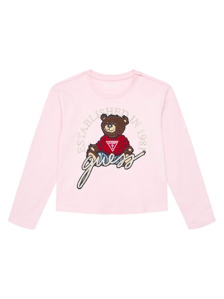 Guess Bluzka J4BI10 I3Z14 Różowy Regular Fit. Czerwone bluzki i koszule dziewczęce Guess, z aplikacjami, z bawełny, bez kołnierzyka, bez ramiączek. Za 109.99 zł.