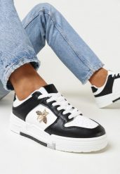 Czarne Sneakersy z Biżuteryjną Aplikacją w Kształcie Owada Sonaria. Czarne obuwie sportowe damskie Born2be, bez zapięcia. Za 119.99 zł.