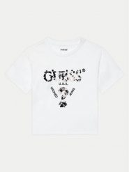 Guess T-Shirt J4YI46 K8FQ4 Biały Boxy Fit. Białe koszulki i t-shirty dziewczęce Guess, z aplikacjami, z bawełny, bez kołnierzyka, bez ramiączek. Za 69.99 zł.