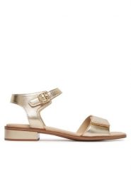 Caprice Sandały 9-28202-44 Złoty. Żółte sandały damskie Caprice, bez wzorów, ze skóry, bez obcasa, na słupku, bez zapięcia. Za 235.99 zł.