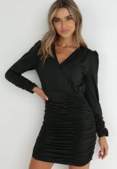 Czarna Sukienka Thaelolis. Czarne sukienki damskie Born2be, bez wzorów, z satyny, wizytowe, bez ramiączek. W wyprzedaży za 118.99 zł.