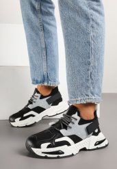 Czarne Sneakersy Streetwearowe na Podeszwie z Tłoczeniami i Rzepem Zilanne. Czarne obuwie sportowe damskie Born2be, z jeansu, bez zapięcia. Za 109.99 zł.