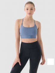 4F Biustonosz treningowy z niskim wsparciem - granatowy XL. Niebieskie biustonosze sportowe damskie 4F, bez wzorów, z dzianiny. W wyprzedaży za 59.99 zł.