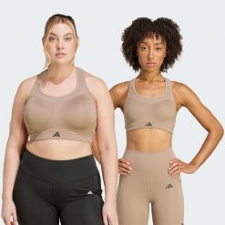 Biustonosz TLRD Impact Training High Support. Brązowe biustonosze sportowe damskie Adidas, bez wzorów, z materiału. W wyprzedaży za 194.25 zł.