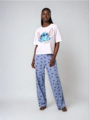 Bawełniana piżama dwuczęściowa Stitch - biały. Białe piżamy damskie Sinsay, bez wzorów, z bawełny, bez ramiączek. Za 59.99 zł.