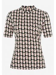 More & More Koszulka w kolorze oliwkowo-jasnoróżowym rozmiar: 42. Brązowe koszulki damskie More & More, bez wzorów, bez kołnierzyka, bez ramiączek. Za 73.93 zł.