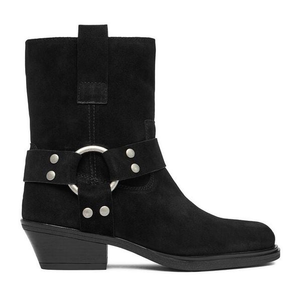 Botki Badura. Czarne botki damskie Badura, bez obcasa, na słupku, bez zapięcia. Za 259.99 zł.