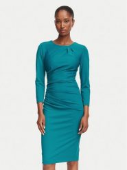 Rinascimento Sukienka koktajlowa CFC0130327003 Turkusowy Slim Fit. Niebieskie sukienki damskie Rinascimento, bez wzorów, z syntetyku, wizytowe, bez ramiączek. Za 529.99 zł.