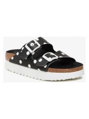 Birkenstock Klapki "Arizona" w kolorze czarno-białym rozmiar: 41. Białe klapki damskie Birkenstock, bez wzorów, z otwartym noskiem, bez obcasa, bez zapięcia. Za 279.95 zł.