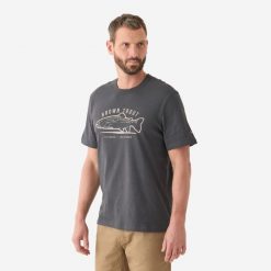 Koszulka z krótkim rękawem pstrąg. Szare bluzki damskie CAPERLAN, xl, bez wzorów, z bawełny, bez kołnierzyka, bez ramiączek. Za 49.99 zł.