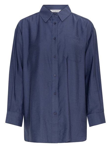 MOSS COPENHAGEN Koszula w kolorze granatowym rozmiar: S/M. Niebieskie koszule damskie Moss Copenhagen, m, bez wzorów, bez kołnierzyka, bez ramiączek. Za 121.99 zł.