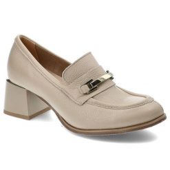 Beżowe Półbuty Lemar Wygodne Skórzane Buty. Brązowe półbuty damskie Lemar, na wiosnę, bez wzorów, ze skóry, bez obcasa, bez zapięcia. Za 319.00 zł.