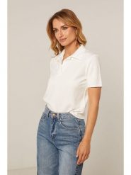 Joséfine Koszulka polo "Ermine" w kolorze białym rozmiar: S. Białe bluzki damskie Joséfine, s, bez wzorów, bez kołnierzyka, bez ramiączek. Za 134.95 zł.