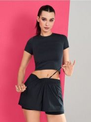 Szorty biegowe 2 w 1 Gym Hard - niebieski. Niebieskie spodenki sportowe damskie Sinsay, l, bez wzorów. Za 39.99 zł.