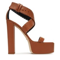 Sandały Elisabetta Franchi. Brązowe sandały damskie Elisabetta Franchi, bez wzorów, bez obcasa, na słupku, bez zapięcia. Za 1,749.00 zł.