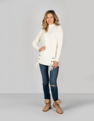 Trussardi Jeans Sweter | 56M00149 0F000210 | Kobieta | Beżowy. Brązowe swetry klasyczne damskie TRUSSARDI, m, z elastanu, bez kołnierzyka. W wyprzedaży za 389.00 zł.