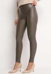 Ciemnozielone Ocieplane Legginsy z Ekoskóry Tiswal. Zielone legginsy damskie Born2be, l, bez wzorów, z jeansu. Za 44.99 zł.