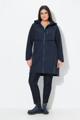 Damskie parka boczne rozcięcia na zamek kaptur kieszenie na zamek. Niebieskie parki damskie Ulla Popken, plus size, z bawełny, z kapturem. Za 682.99 zł.