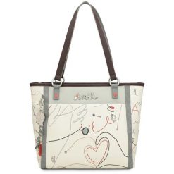 Biała Duża Damska Torebka Anekke. Białe shopper bag Anekke, z materiału, na ramię, duże, bez dodatków. Za 449.00 zł.