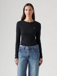 Levi's Koszulka "Essential" w kolorze czarnym rozmiar: S. Czarne bluzki damskie Levi's, s, bez wzorów, z bawełny, bez kołnierzyka, bez ramiączek. Za 84.99 zł.