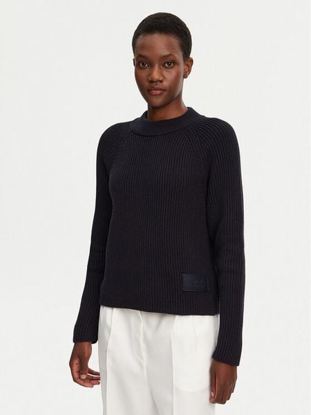 AMI Paris Sweter FKS024.KN0031 Granatowy Regular Fit. Niebieskie swetry klasyczne damskie AMI PARIS, xs, z bawełny, bez kołnierzyka. Za 1,749.00 zł.