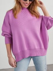 Milan Kiss Sweter w kolorze fioletowym rozmiar: L. Różowe swetry klasyczne damskie Milan Kiss, l, bez kołnierzyka. Za 195.77 zł.