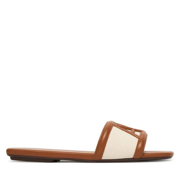 Klapki Armani Exchange. Brązowe klapki damskie Armani Exchange, bez wzorów, bez obcasa, bez zapięcia. Za 455.99 zł.
