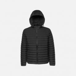 Kurtka GEOX W ANYLLA E Czarny. Czarne kurtki damskie Geox, bez wzorów, z puchu, bez kaptura. Za 570.99 zł.