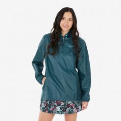Second Life - Kurtka turystyczna damska Quechua Raincut... - Stan Doskonały. Niebieskie kurtki damskie QUECHUA, l, bez wzorów, z materiału, z kapturem. Za 41.99 zł.