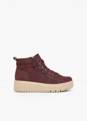 Sneakersy Jana z wysoką cholewką, na platformie. Czerwone obuwie sportowe casual damskie bonprix, bez zapięcia. Za 289.99 zł.