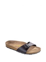 Birkenstock Klapki "Madrid" w kolorze czarnym rozmiar: 37. Czarne klapki damskie Birkenstock, bez wzorów, bez obcasa, bez zapięcia. Za 310.38 zł.