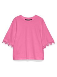 Vero Moda Koszulka w kolorze różowym rozmiar: XS. Różowe bluzki damskie Vero Moda, xs, bez wzorów, z bawełny, bez kołnierzyka, bez ramiączek. Za 73.95 zł.