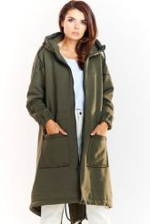 Ciepła długa bluza damska jak parka bawełna premium khaki. Brązowe bluzy damskie Infinite You, l, bez wzorów, z bawełny, z kapturem. Za 319.00 zł.