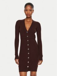Pinko Sukienka dzianinowa Riserva 104017 A15S Brązowy Regular Fit. Brązowe sukienki damskie Pinko, bez wzorów, z dzianiny, bez ramiączek. Za 729.99 zł.
