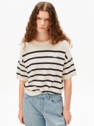 ARMEDANGELS koszula z dzianiny z zawartością lnu - Stripe Linen Blend Kobiety beżowy, M. Brązowe koszule damskie ARMEDANGELS, m, bez wzorów, z bawełny, bez kołnierzyka, bez ramiączek. Za 329.95 zł.