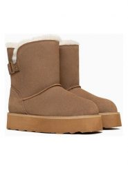 Gooce Skórzane botki zimowe "Colorado" w kolorze jasnobrązowym rozmiar: 41. Brązowe botki damskie Gooce, na zimę, z materiału, bez obcasa, bez zapięcia. Za 260.99 zł.