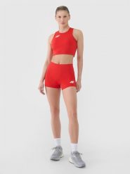 4F Legginsy krótkie treningowe damskie - czerwone S. Czerwone legginsy damskie 4F, s, bez wzorów, z dzianiny. Za 89.99 zł.