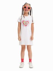 Desigual Sukienka codzienna 23SGVK09 Biały Regular Fit. Białe sukienki dziewczęce Desigual, bez wzorów, z bawełny, bez ramiączek, proste. Za 269.99 zł.