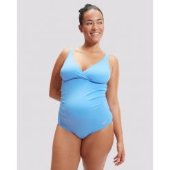 Damski kostium kąpielowy 1-częściowy Speedo V Neck Maternity U Back. Niebieskie stroje jednoczęściowe Speedo, bez wzorów. Za 259.00 zł.