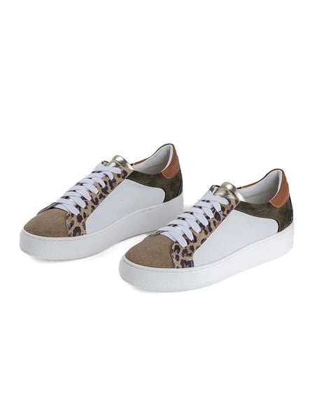 Anna Morellini Skórzane sneakersy "Anorecia" w kolorze biało-jasnobrązowym rozmiar: 39. Białe obuwie sportowe damskie Anna Morellini, bez zapięcia. Za 375.96 zł.