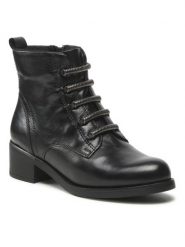 Lasocki Trzewiki WI23-KANAN-06 Czarny. Czarne botki damskie Lasocki, ze skóry, bez obcasa, na płaskiej podeszwie, bez zapięcia. Za 279.99 zł.