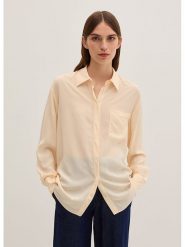 STEFANEL Bluzka w kolorze beżowym rozmiar: 42. Brązowe bluzki damskie Stefanel, bez wzorów, z wiskozy, bez kołnierzyka, bez ramiączek. Za 173.99 zł.