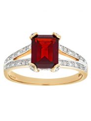 Revoni Złoty pierścionek z diamentami i granatem rozmiar: 63. Żółte pierścionki damskie Revoni, z diamentem, złote. Za 2,601.99 zł.