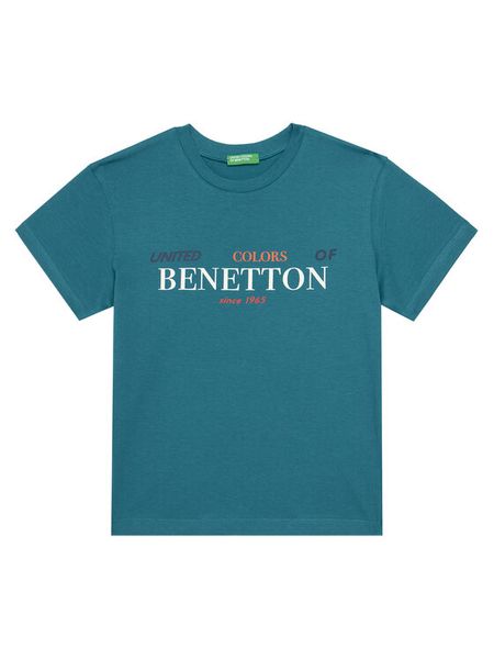 United Colors Of Benetton T-Shirt 3I1XC10Q4 Niebieski Regular Fit. Niebieskie t-shirty i koszulki chłopięce United Colors Of Benetton, bez wzorów, z bawełny, bez kołnierzyka, bez ramiączek. Za 39.99 zł.
